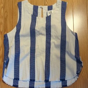Blue and White Striped Tank Top